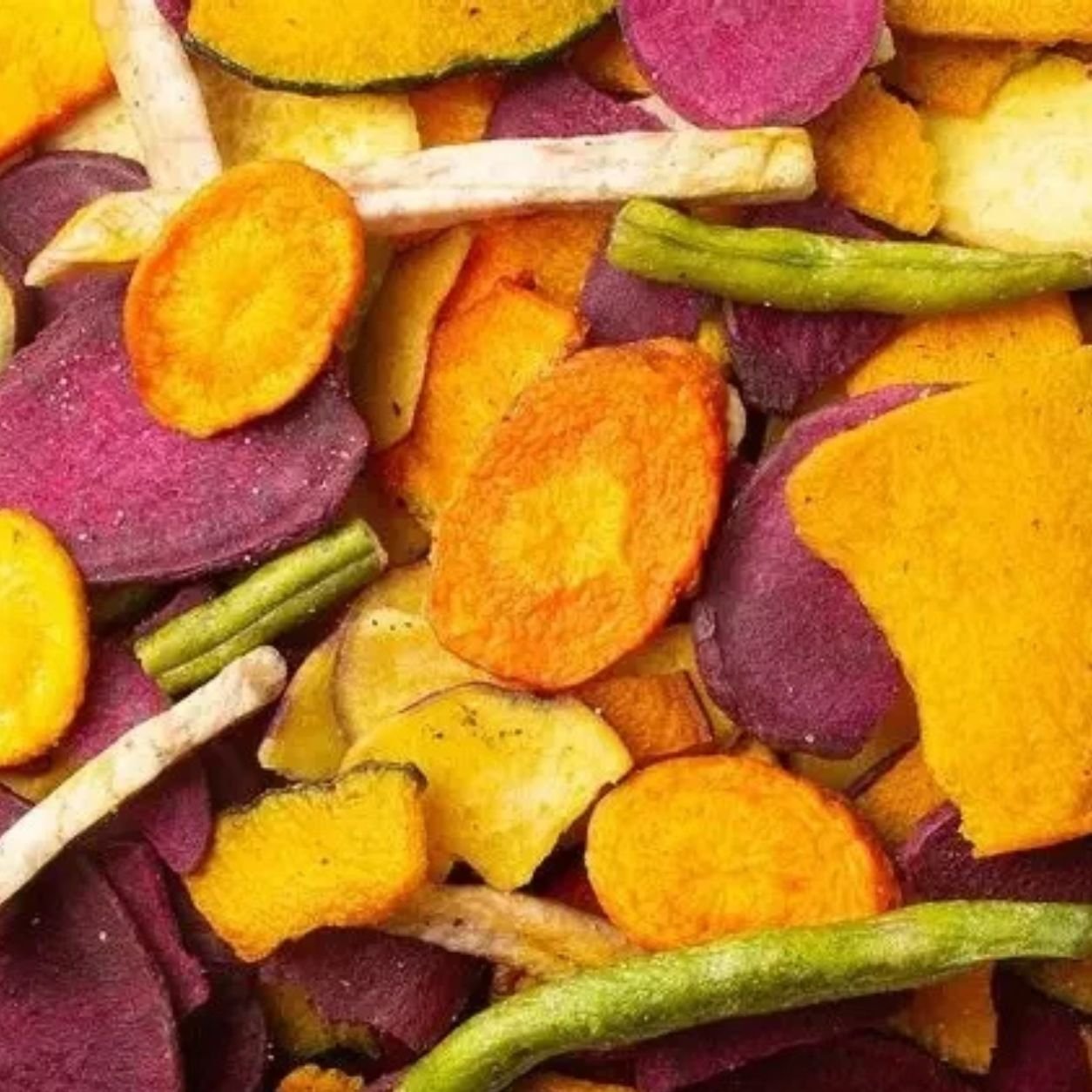 Assorted dehydrated vegetables and fruits